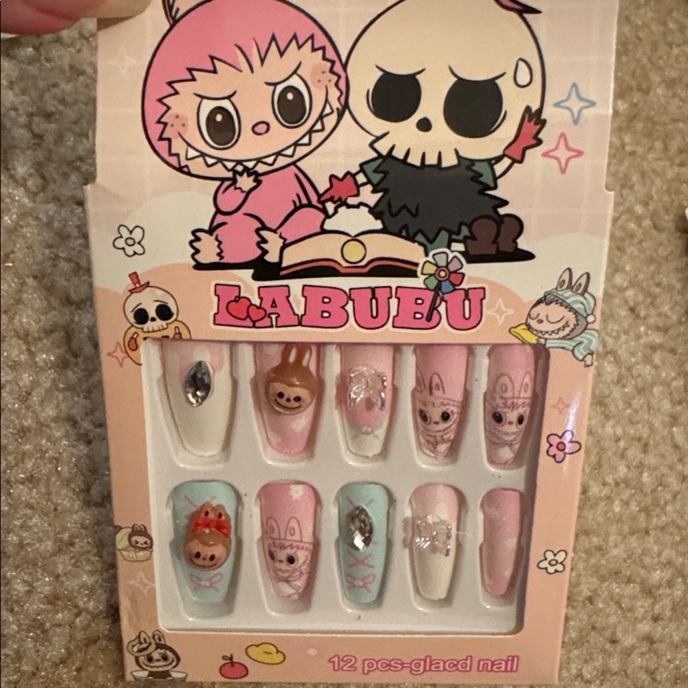 LABUBU Pastel Press-On Nails Set, NEW